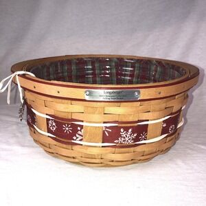Longaberger Basket 2010 Christmas Collection Falling Snow Liner Protector Large
